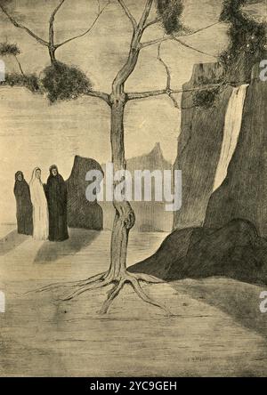 Der italienische Dichter Dante Alighieri's Journey through the Jenseits, Fegefeuer, 22. Canto: Statius, Illustration des Künstlers Manfredo Manfredini, 1900er Jahre Stockfoto