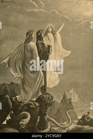 Die Reise des italienischen Dichters Dante Alighieri durch das Jenseits, Illustration des Künstlers Tancredi Scarpelli, 1900er Jahre Stockfoto