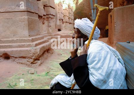 Äthiopien, Lalibela, Januar 2024: Feierlichkeiten von Timket, Äthiopiens wichtigstem religiösem fest. Die orthodoxe Offenbarung Timkat wird gefeiert Stockfoto