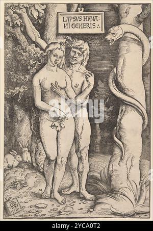 Adam und Eve, Druck, Hans Baldung (genannt Hans Baldung Grien 1545) Holzschnitt, Linienblock 1511 Stockfoto