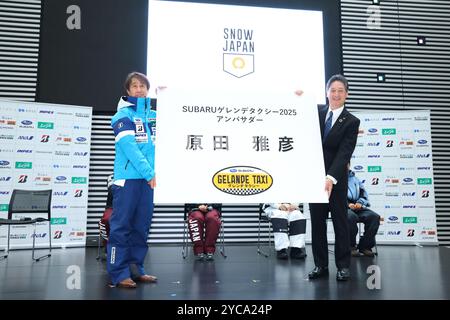 (L-R) Masahiko Harada, CEO/Astushi Osaki , 22. OKTOBER 2024: SNOW Japan Press Conference 2024/2025 in Tokio, Japan. (Foto: Yohei Osada/AFLO SPORT) Stockfoto