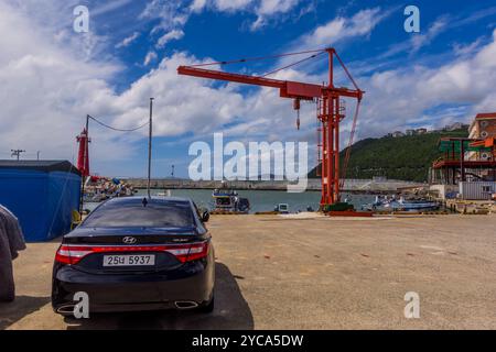 Das Cheonsapo Fischerdorf in Busan, Südkorea Stockfoto