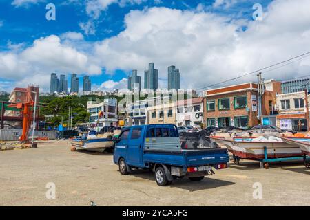 Das Cheonsapo Fischerdorf in Busan, Südkorea Stockfoto