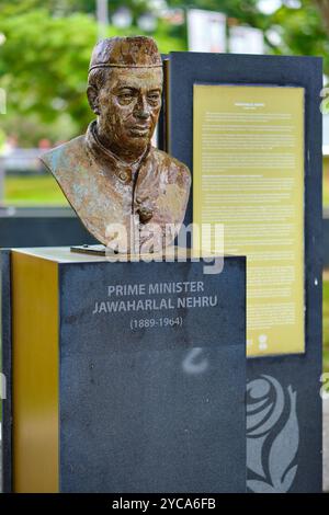 Bronzestatue des indischen Premierministers Nehru, Singapur Stockfoto