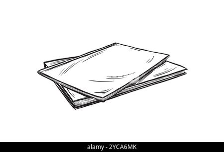 Handgezeichnete Kritzeleien verschiedener weißer schwarzer Bücher im linearen Stil. Vektorillustration im linearen Zeichenstil für Bildung oder Abenteuer auf isolierten Stock Vektor