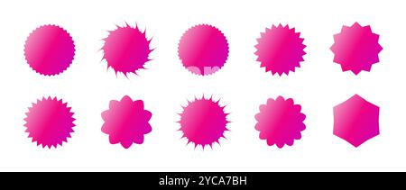 Set des Starburst-Preises im Retro-Stil auf weißem Hintergrund. Pink Gradient Promotion Tags Kollektion. Trendige Vektor-Illustration Stock Vektor