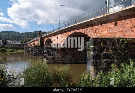 Trier Deutschland 2. Oktober 2024 Römische Brücke über die Mosel. Römerbrücke, Empire, Stockfoto