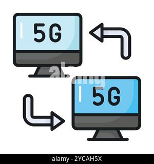 Sehen Sie sich dieses sorgfältig gestaltete 5G-Netzwerk-Symbol im trendigen Stil an, Premium-vecto Stock Vektor