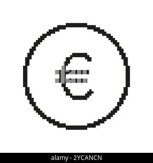 Symbol „Euro Pixel Art Line“. Europäisches Zeichen Für Währung, Finanzen, Digitale Wirtschaft. 8-Bit-Videospiel-Konzept. Abbildung Des Isolierten Vektors Stock Vektor