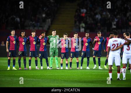 Barcelona, Barcelona, Spanien. Oktober 2024. Team von Barcelona während des LaLiga-Spiels zwischen dem FC Barcelona und Sevilla FC bei Estadi Olimpic Lluis Companys am 20. Oktober 2024 in Barcelona, Spanien. (Kreditbild: © Matthieu Mirville/ZUMA Press Wire) NUR REDAKTIONELLE VERWENDUNG! Nicht für kommerzielle ZWECKE! Stockfoto