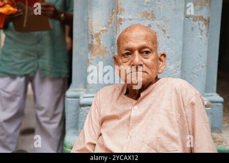 Satipati Nandi vom Nandi-Clan der Familie Thakurbari of Nandi. Baidyapur, East Burdwan, West Bengalen, Indien. Stockfoto