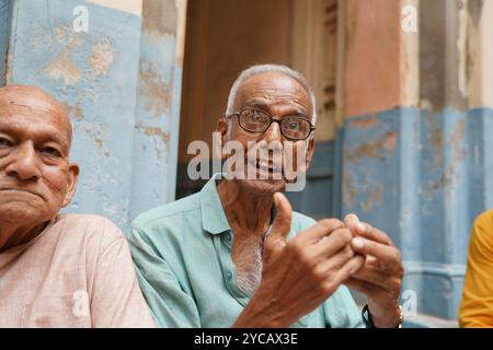 Ramchandra Nandi vom Nandi-Clan der Familie Thakurbari of Nandi. Baidyapur, East Burdwan, West Bengalen, Indien. Stockfoto