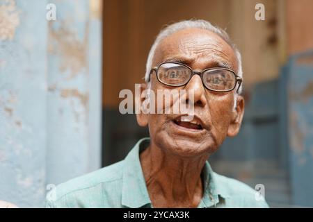 Ramchandra Nandi vom Nandi-Clan der Familie Thakurbari of Nandi. Baidyapur, East Burdwan, West Bengalen, Indien. Stockfoto