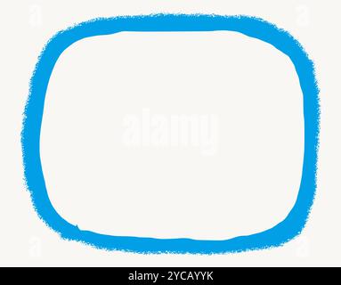 Blauer rechteckiger Rahmen mit abgerissenen Kanten und weichen Ecken. Vektordarstellung eines rauen, geriffelten Rechteckrahmens, der auf hellem Hintergrund isoliert ist Stock Vektor