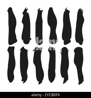 Pinguin Silhouette Set. Schwarze Tierformen. Vektorsymbole für Wildtiere. Einfache Pinguinformen. Stock Vektor