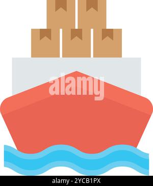Vektorbild des Symbols für Frachtschiffe. Geeignet für mobile Anwendungen, Webanwendungen und Printmedien. Stock Vektor