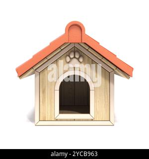 Hundehaus Vorderansicht 3D-Rendering-Illustration isoliert auf weißem Hintergrund Stockfoto