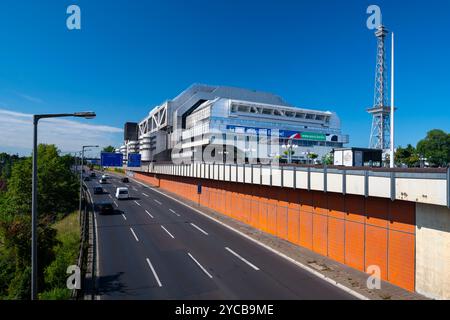 ICC, Internationales Kongresszentrum, Funkturm und Stadtautobahn A100, Westend, Berlin, Deutschland, Internationales Kongresszentrum, Funkturm und Stad Stockfoto