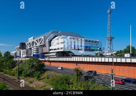 ICC, Internationales Kongresszentrum, Funkturm und Stadtautobahn A100, Westend, Berlin, Deutschland, Internationales Kongresszentrum, Funkturm und Stad Stockfoto