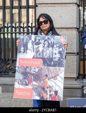 Dublin, Irland – 22. Oktober 2024. Mitglieder der irischen Gesundheitspersonal für Palästina versammeln sich am ersten Tag ihres dreitägigen Protestes vor dem Leinster House. Foto: Liam Murphy / Alamy Stockfoto