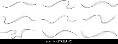 Eine Kollektion aus glatten, fließenden Linien schafft eine abstrakte Komposition, die Eleganz und Bewegung auf einem minimalistischen weißen Hintergrund unterstreicht Stock Vektor