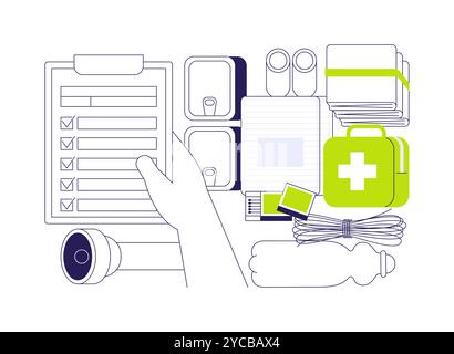 Disaster Emergency Kit abstrakte Konzeptvektorillustration. Stock Vektor