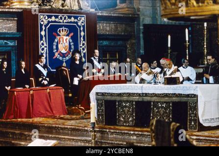 7 April 1993 Madrid Archivio Storico Olycom/LaPresse Giovanni di Borbone, conte di Barcellona (La Granja de San Ildefonso, 20 giugno 1913 - Pamplona, 1° aprile 1993), Quintogenito (terzo maschio) del Re Alfonso XIII di Spagna e della regina Vittoria Eugenia di Battenberg, infante di Spagna 1933 1977, Nella Foto: I Funerali di Giovanni di Borbone Padre di Juan Carlos I auf dem Foto: Die Beerdigung von Johannes von Bourbon, fathe Stockfoto