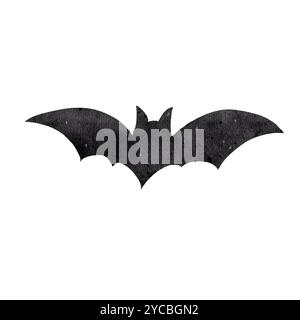 Eine niedliche Halloween Fledermaus auf weißem Hintergrund, handgemalt in Aquarell. Isolierte Illustration für Postkarten, Einladungen und Design Stockfoto