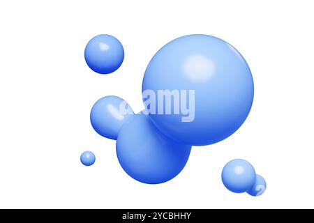 Blaue abstrakte flüssige Metaball-Form. 3D-Rendering-Abbildung Stockfoto