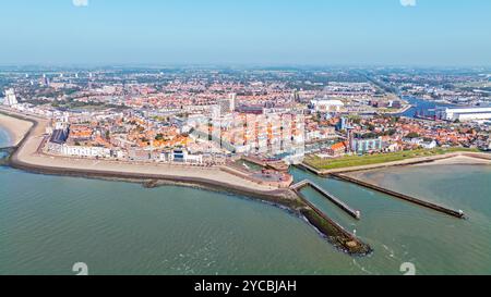 Aus der Vogelperspektive der historischen Stadt Vlissingen in Zeeland, Niederlande Stockfoto