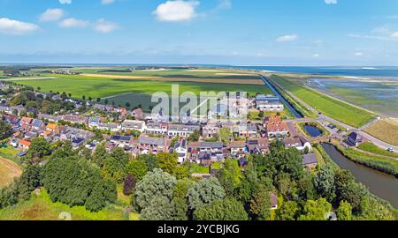 Luftpanorama aus der Stadt de Cocksdorp auf der Insel Texel in den Niederlanden Stockfoto