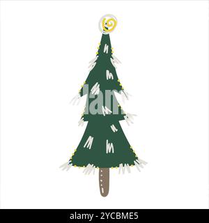 Lustiger Weihnachtsbaum im Cartoon-Stil. Stock Vektor