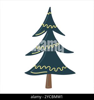 Lustiger Weihnachtsbaum im Cartoon-Stil. Stock Vektor