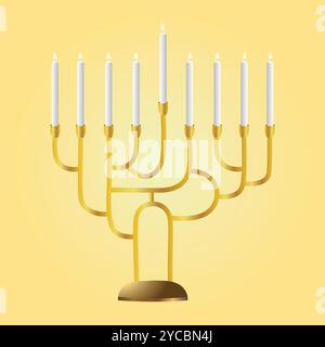 Vektor-hanukka-Menora. jüdische Religion traditionelles Symbol des Hanuka-Feiertags. hanukah Feier, Kerzenhalter einfache Vektor-Ikone. Tischkerzenfeier Stock Vektor