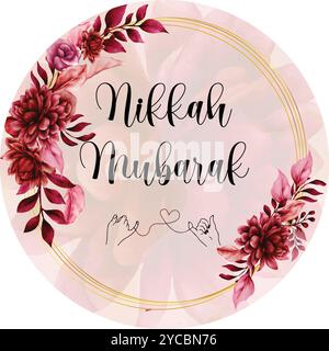 Luxus Blumen Nikkah Zertifikat, Premium A4 islamischer Hochzeitsvertrag, Nikah Nama, muslimische Ehe Zertifikat, islamische Nikah nama Vektor Illustration Stock Vektor