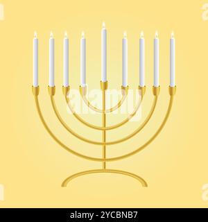 Vektor-hanukka-Menora. jüdische Religion traditionelles Symbol des Hanuka-Feiertags. hanukah Feier, Kerzenhalter einfache Vektor-Ikone. Tischkerzenfeier Stock Vektor