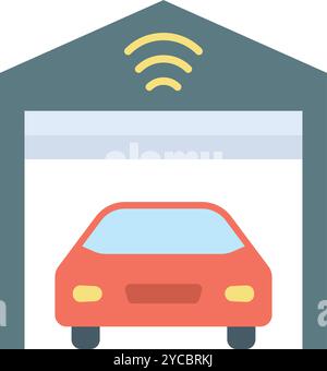 Vektorbild des Symbols „Smart Garage“. Geeignet für mobile Anwendungen, Webanwendungen und Printmedien. Stock Vektor