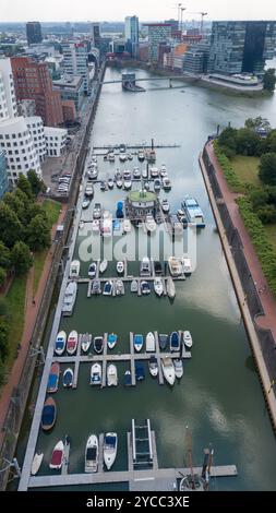 Luftaufnahme der Marina Düsseldorf, Deutschland Stockfoto