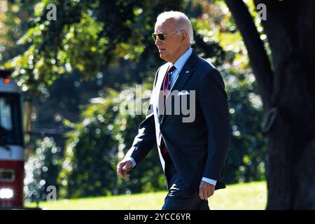 Präsident Biden verlässt das Weiße Haus und fährt nach New Hampshire, auf dem Südrasen des Weißen Hauses in Washington, DC, USA. Oktober 2024. Quelle: Abaca Press/Alamy Live News Stockfoto