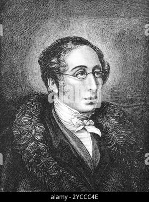 Carl Maria von Weber (Eutin1786 – 1826 London) deutscher Komponist und Pianist der Romantik, historische Illustration 1892 Stockfoto