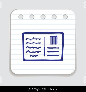 Postkartensymbol oder -Logo, handgezeichnet mit dünner schwarzer Linie Stock Vektor