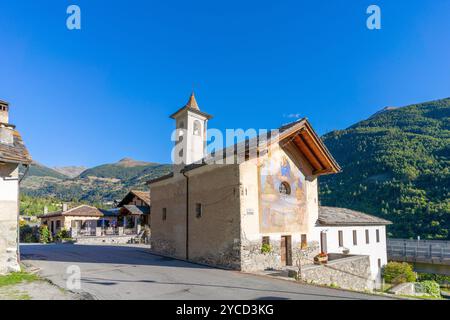 Kapelle von Echevennoz, Weiler Echevennoz, Etroubles, Aostatal, Italien Stockfoto