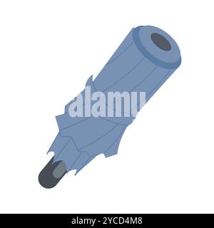 Geschlossener blauer kleiner Regenschirm, Zubehör für Schutz in Regen und Sturmvektor-Illustration Stock Vektor