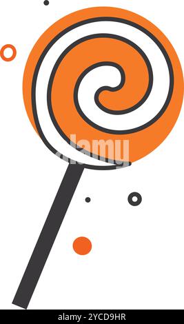 Halloween Lutscher mit Spiraldesign in Orange und weiß, Vektor Stock Vektor