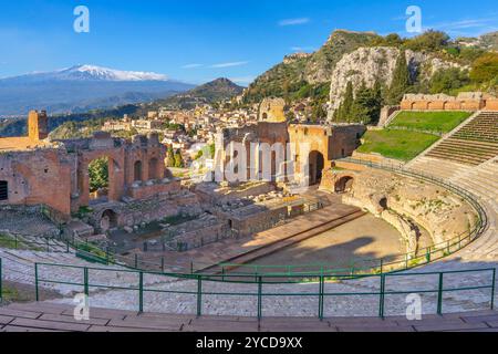 Altgriechisches Theater von Taormina, Taormina, Messina, Sizilien, Italien Stockfoto