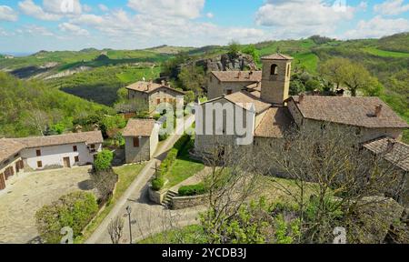 Mittelalterliches Dorf Sassi di Varana, Provinz Modena, Emilia Romagna, Italien Stockfoto