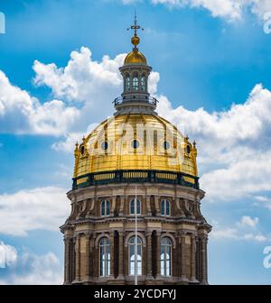 Golden Dome des Iowa State Capitol Building in des Moines Stockfoto