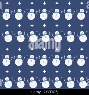 Winter Schneemann Charakter Muster Hintergrund Vektor Stock Vektor