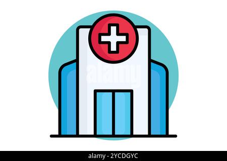 Krankenhaussymbol. Symbolstil für farbige Umrisse. Symbol für medizinische Geräte. Vektor-Illustration für Integritätselemente Stock Vektor