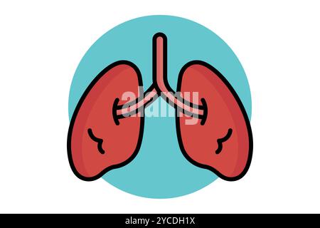 Lungensymbol. Symbolstil für farbige Umrisse. Symbol für medizinische Geräte. Vektor-Illustration für Integritätselemente Stock Vektor